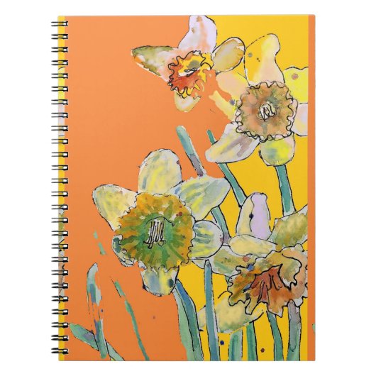Narcis Aquarel Oranje Dagboek Bloemige Notitieboek (Voorkant)