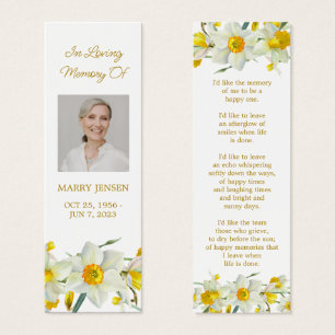 Narcis Bloem Foto Funeral Herdenkingsbladwijzer Mini Visitekaartjes