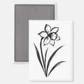 Narcis Bloem – Monochrome Botanische Kunst op Magneet (Voorkant / Achterkant)