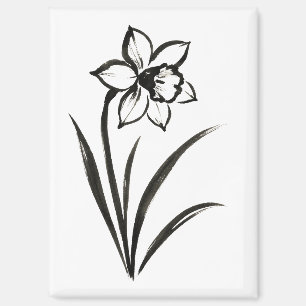 Narcis Bloem – Monochrome Botanische Kunst op Magneet