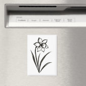 Narcis Bloem – Monochrome Botanische Kunst op Magneet (Insitu (Vaatwasser))