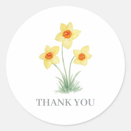 Narcis Bloem Schilderen Bedankt Ronde Sticker (Voorkant)