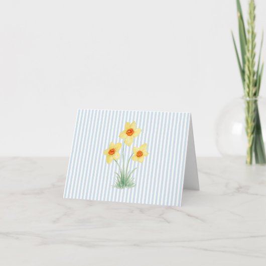 Narcis Bloem Schildering Blauwe Streep Bedankkaart (Voorkant)