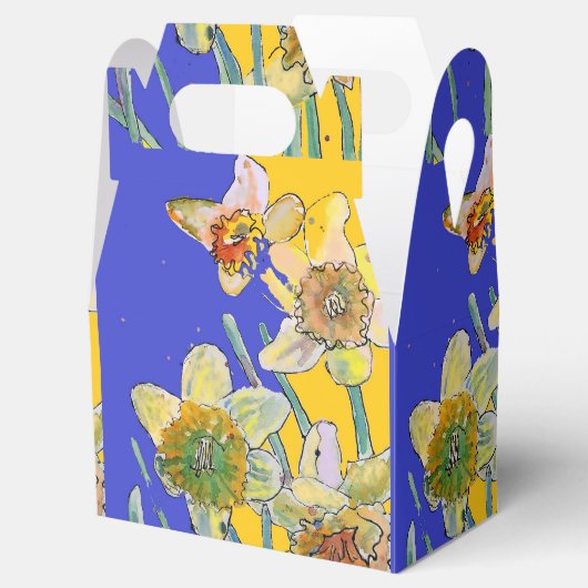 Narcis Bloem Schildering bloemige Verjaardag Cake Bedankdoosjes (Geopend)