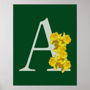 Narcis Bloemen Monogram Initiaal A Poster
