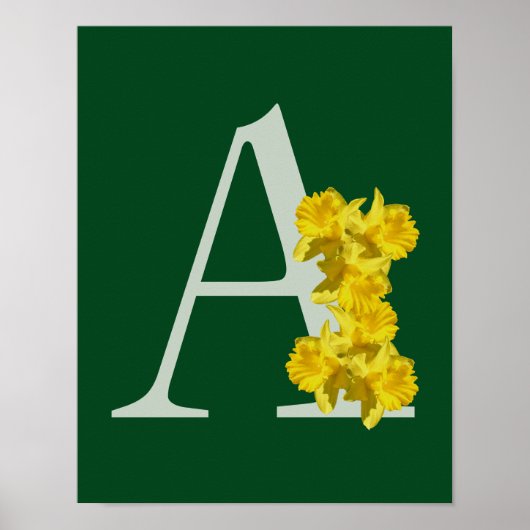 Narcis Bloemen Monogram Initiaal A Poster (Voorkant)