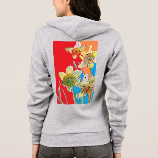 Narcis bloemige watercolor kunst bloempatroon hood hoodie (Achterkant)