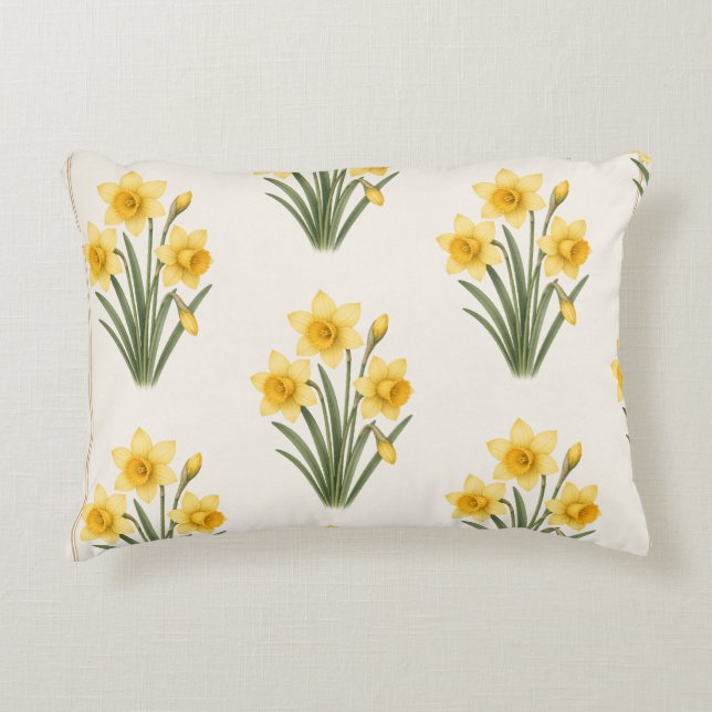 Narcis botanisch, maart geboortebloem accent kussen (Voorkant)