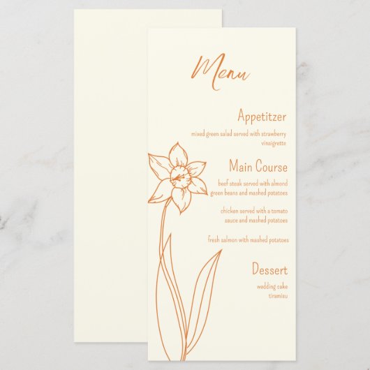 Narcis Bruiloftsmenu Menu (Voorkant / Achterkant)