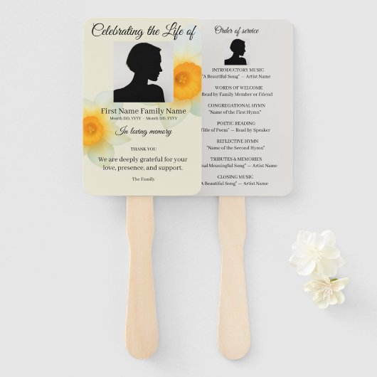 Narcis dienst order handwaaier (Voorkant en achterkant)