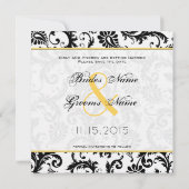 Narcis Geel & Zwart Damast Save the Date Kaart (Achterkant)