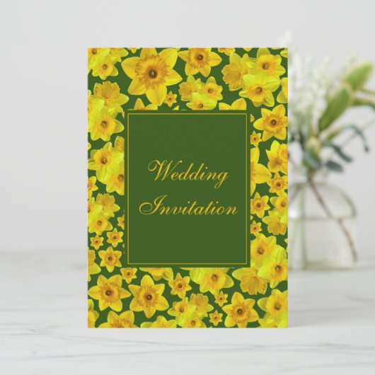 Narcis Gele Lente - Trouwen Kaart (Staand voorkant)