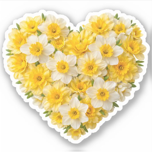 Narcis Hart Maart Geboortebloem Sticker (Voorkant)