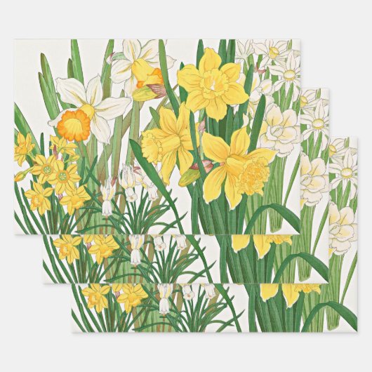 Narcis Houtsnede Schilderij Inpakpapier Vel (Set)
