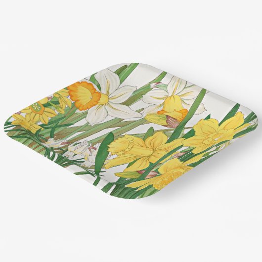 Narcis Houtsnede Schildering Papieren Bordje (Gebogen)