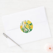 Narcis Houtsnede Schildering Ronde Sticker (Envelop)