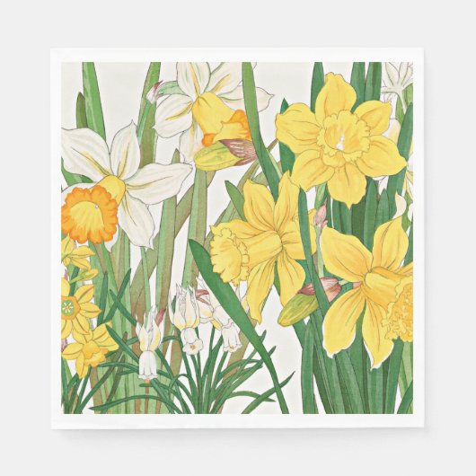 Narcis Houtsnede Schildering Servet (Voorkant)