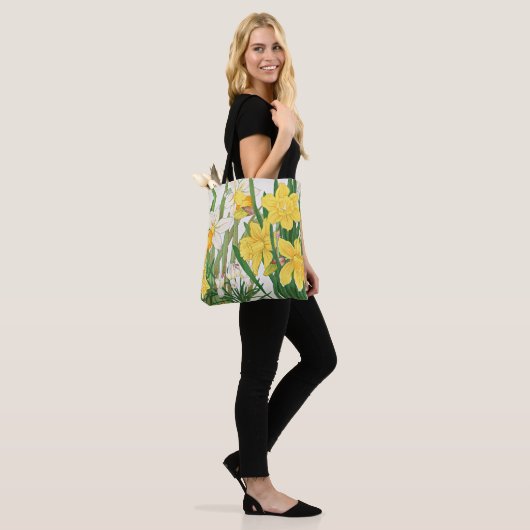 Narcis Houtsnede Schildering Tote Bag (Op model)