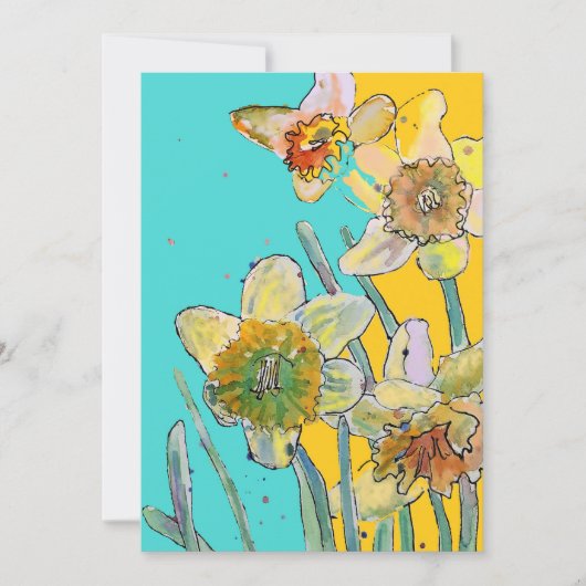 Narcis Kunst Aquarel Verjaardagsuitnodiging Kaart (Voorkant)