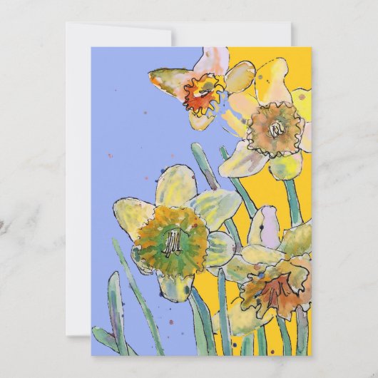 Narcis Kunst Aquarel Verjaardagsuitnodiging Kaart (Voorkant)