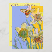 Narcis Kunst Aquarel Verjaardagsuitnodiging Kaart (Voorkant / Achterkant)