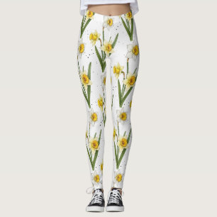 Narcis Lente Bloemen in Zachte Geel en Groen 2 Leggings