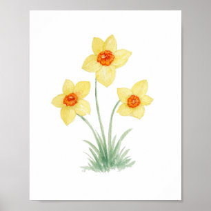Narcis lente bloemenschildering tuin poster