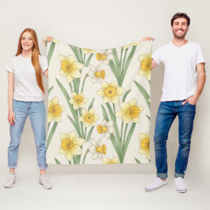Narcis Lente Bloemstuk in Zachte Geel en Groen 4 Fleece Deken