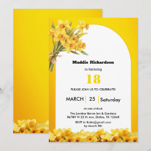Narcis Maart Geboortedag Bloem Verjaardagsuitnodig Kaart