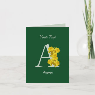 Narcis Monogram Eerste Letter A Bloemige Gepersona Kaart