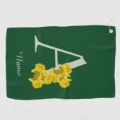 Narcis Monogram Eerste Letter A Persoonlijk Golfhanddoek (Horizontaal)