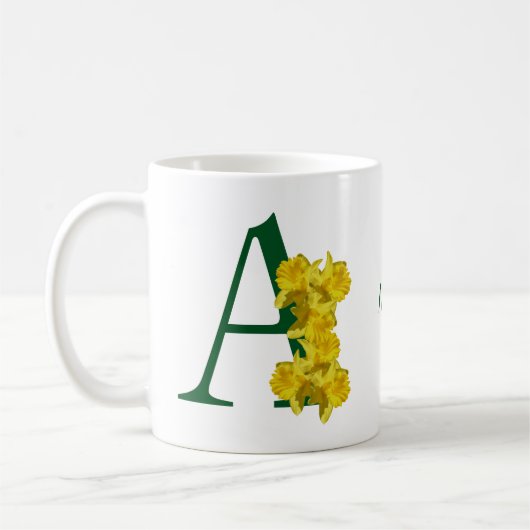 Narcis Monogram Eerste Letter A Persoonlijk Koffiemok (Links)