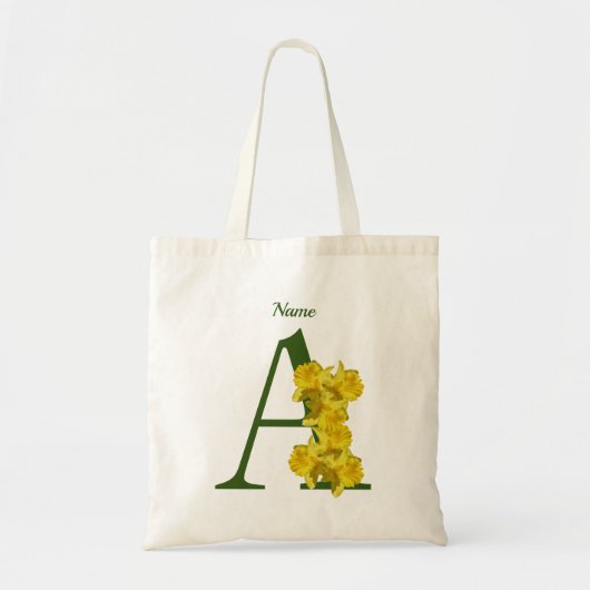 Narcis Monogram Eerste Letter A Persoonlijk Tote Bag (Voorkant)
