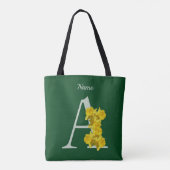 Narcis Monogram Eerste Letter A Persoonlijk Tote Bag (Achterkant)