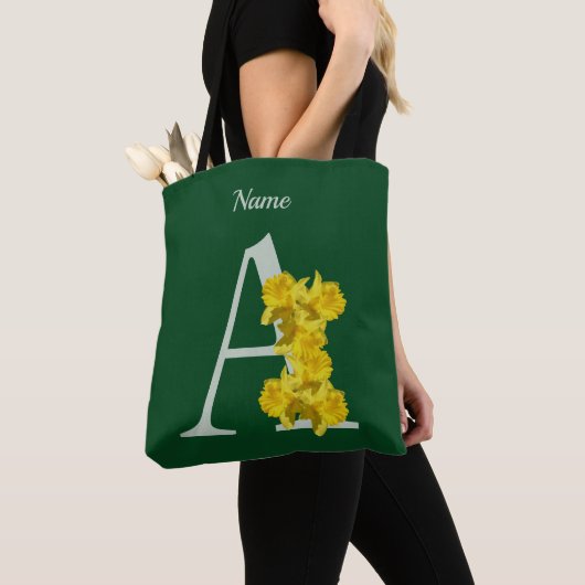 Narcis Monogram Eerste Letter A Persoonlijk Tote Bag (Dichtbij)