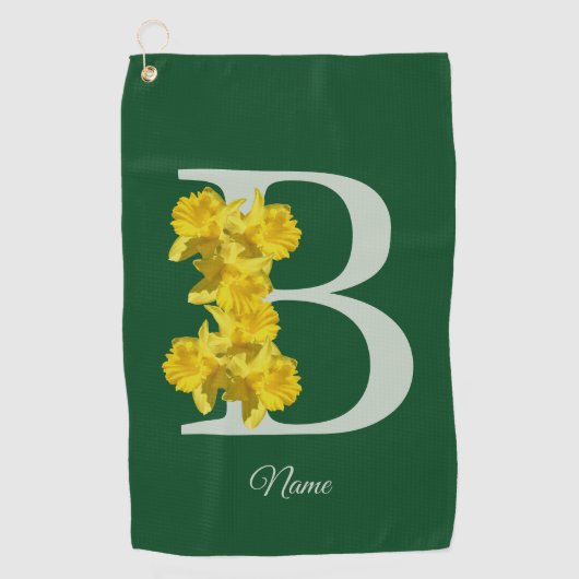 Narcis Monogram Eerste Letter B Persoonlijk Golfhanddoek (Voorkant)