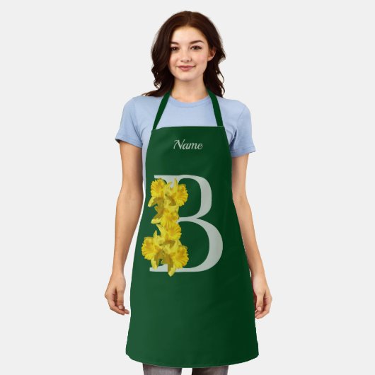 Narcis Monogram Eerste Letter B Persoonlijk Schort (Gedragen)