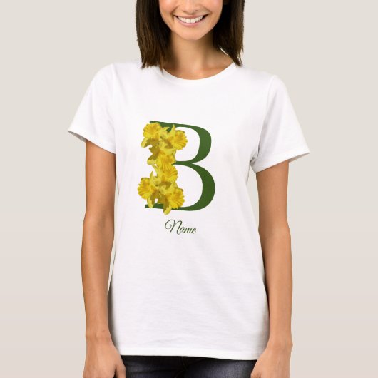 Narcis Monogram Eerste Letter B Persoonlijk T-shirt (Voorkant)