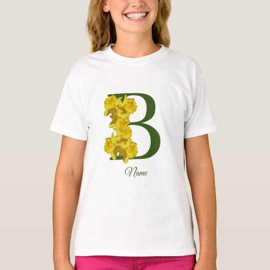 Narcis Monogram Eerste Letter B Persoonlijk T-shirt (Voorkant)