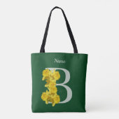Narcis Monogram Eerste Letter B Persoonlijk Tote Bag (Achterkant)