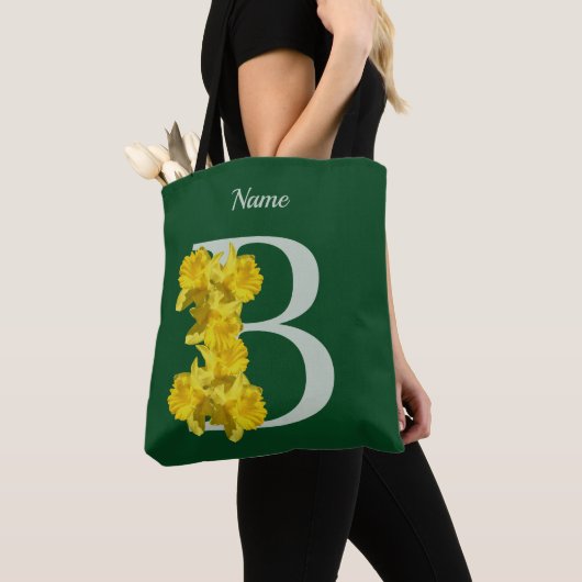 Narcis Monogram Eerste Letter B Persoonlijk Tote Bag (Dichtbij)