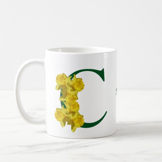 Narcis Monogram Eerste Letter C Persoonlijk Koffiemok (Links)