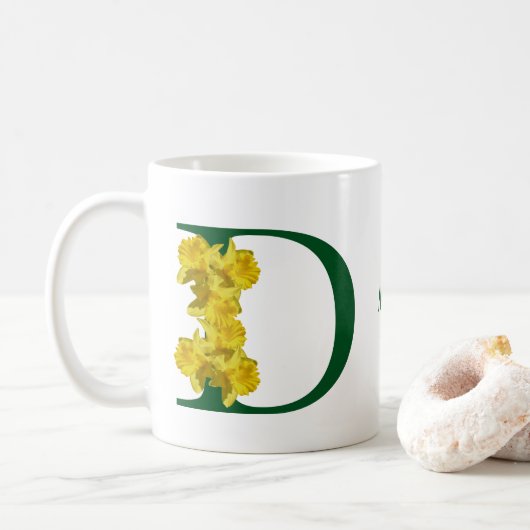 Narcis Monogram Eerste Letter D Persoonlijk Koffiemok (Met donut)