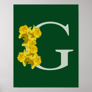 Narcis Monogram Eerste Letter G Gepersonaliseerd Poster
