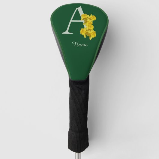 Narcis Monogram Initiaal A Persoonlijk Golfheadcover (Voorkant)