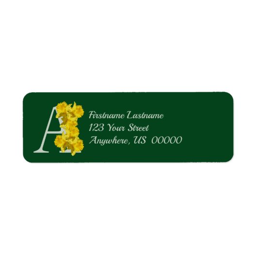 Narcis Monogram Initiaal A Uw Naam Adres Etiket (Voorkant)