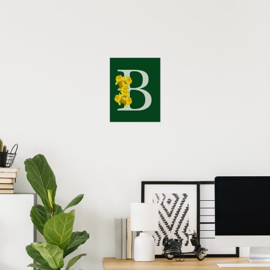 Narcis Monogram Initiaal B Poster (Thuiskantoor)