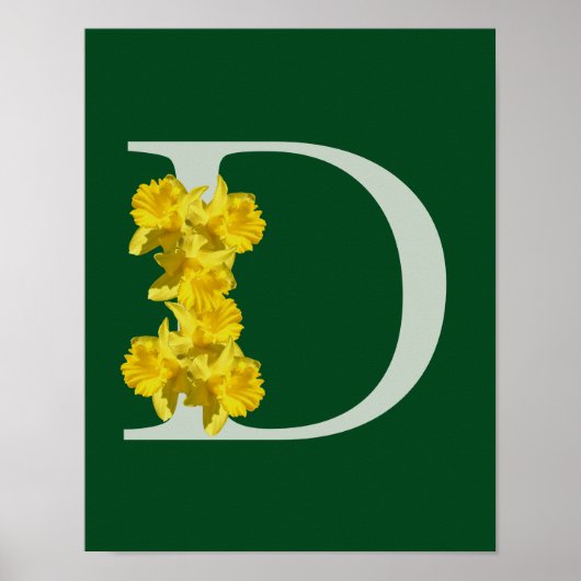 Narcis Monogram Initiaal D  Poster (Voorkant)