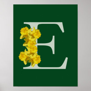 Narcis Monogram Initiaal E Gepersonaliseerd Poster