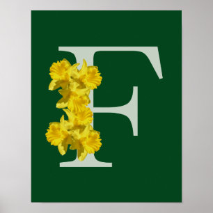 Narcis Monogram Initiaal F Gepersonaliseerd Poster